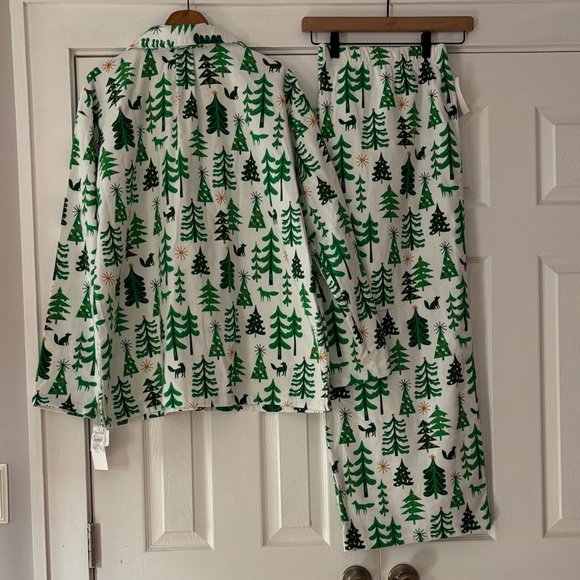 Nordstrom Green Evergreen Tree Patterned‎ Fleece Pajama Set Size 1X NWT - Picture 3 of 9